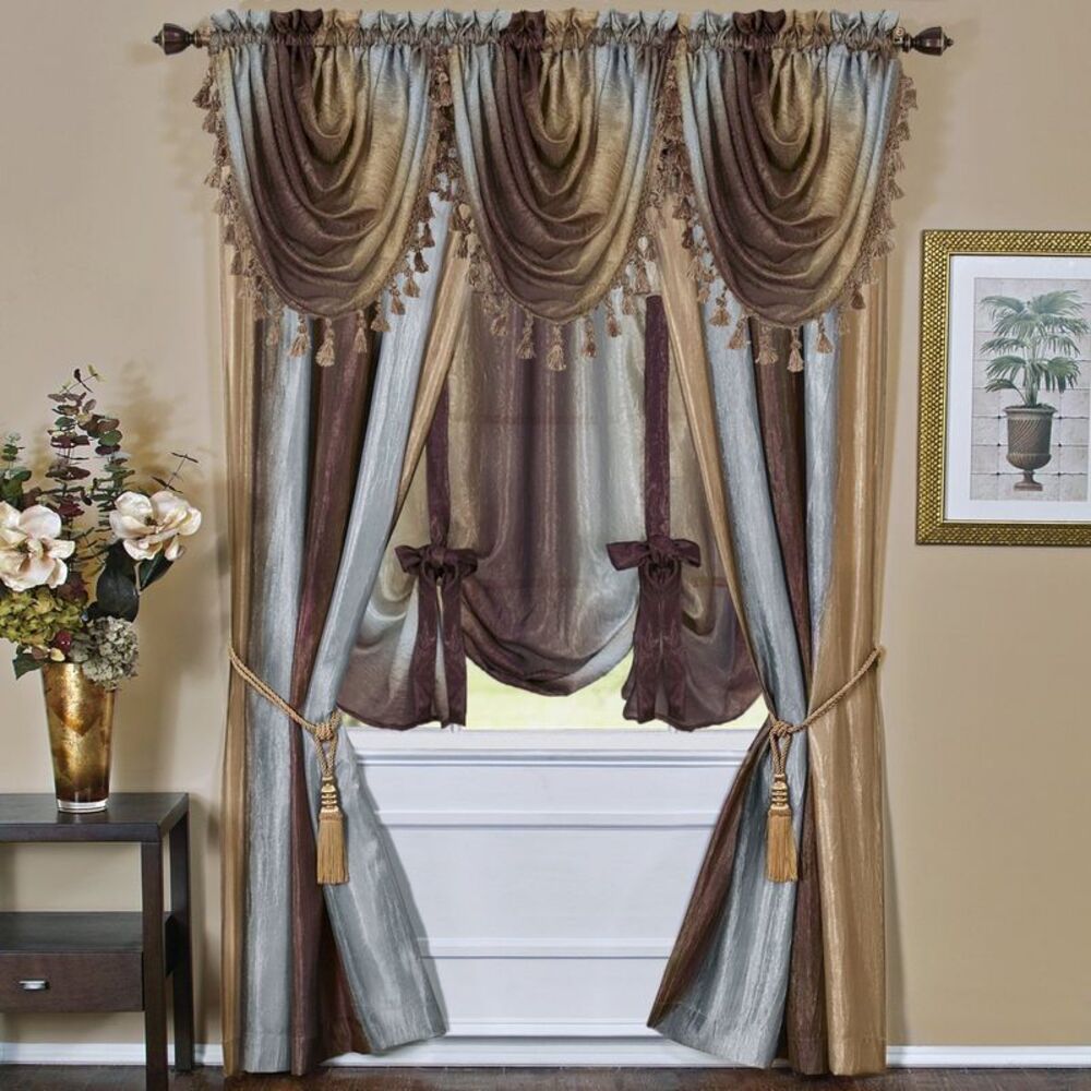 Designer Home Ombre Window Curtains, Modern Semi-Sheer Window Curtain Drape